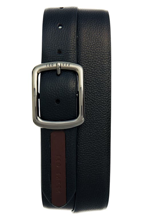 Ted Baker London Jaims Contrast Detail Leather Belt in Black