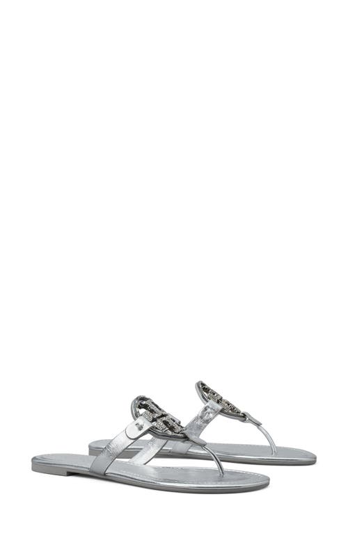 Tory Burch Miller Soft Leather Thong Sandals In Silver