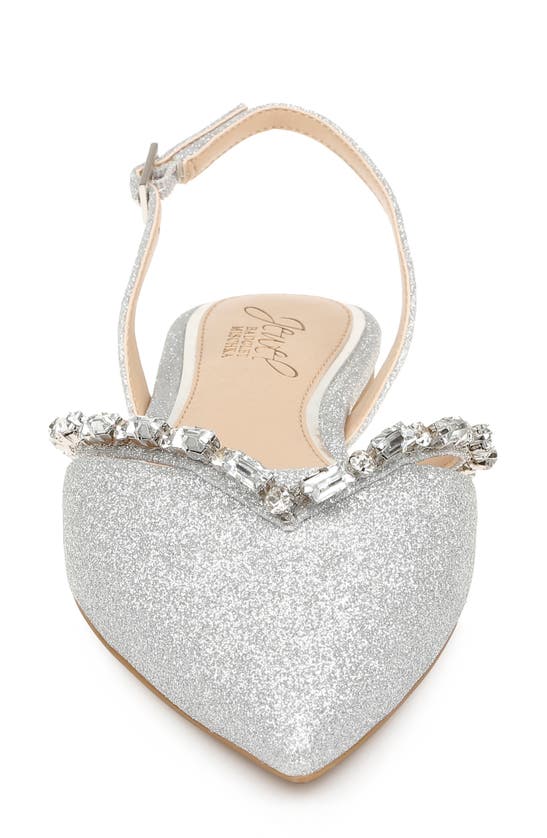 Jewel Badgley Mischka Camden Pointed Toe Slingback Flat In Silver
