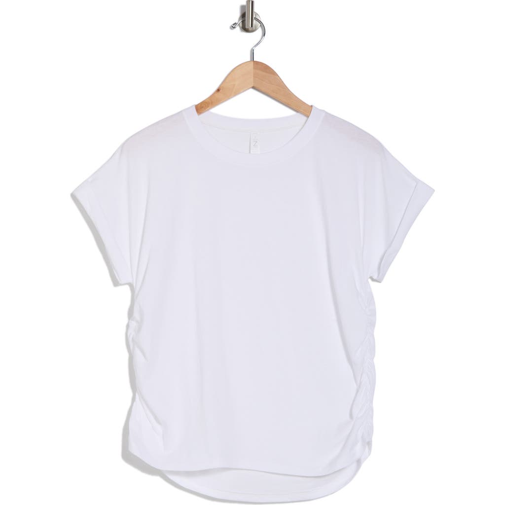 Z By Zella Vintage Wash Ruched T-shirt In White