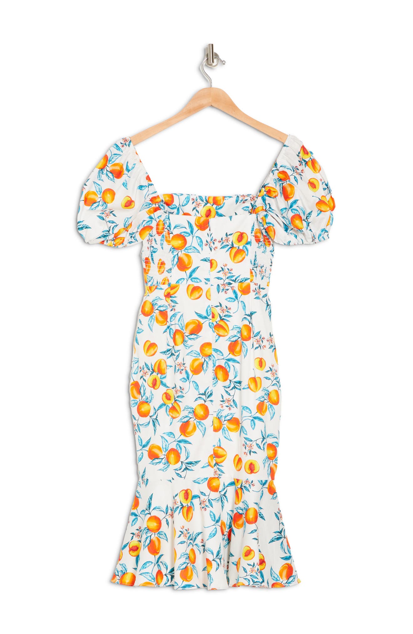 Amanda Uprichard Senorita Peach Printed Flounce Dress In Peaches
