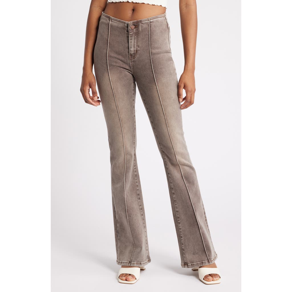 PTCL Center Pintuck Low Rise Flare Jeans in Brown