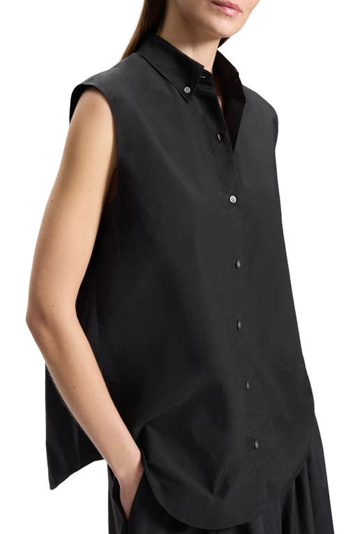 Shop Theory Oversize Sleeveless Button-down Shirt In Black - 001