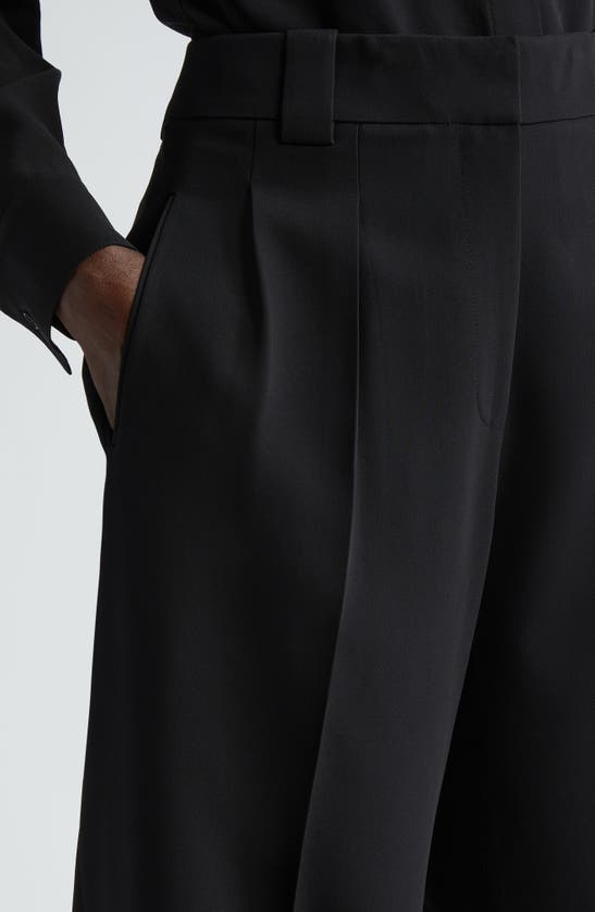 Shop Lafayette 148 New York Wyatt Pleated Finesse Crepe Barrel Leg Pants In Black