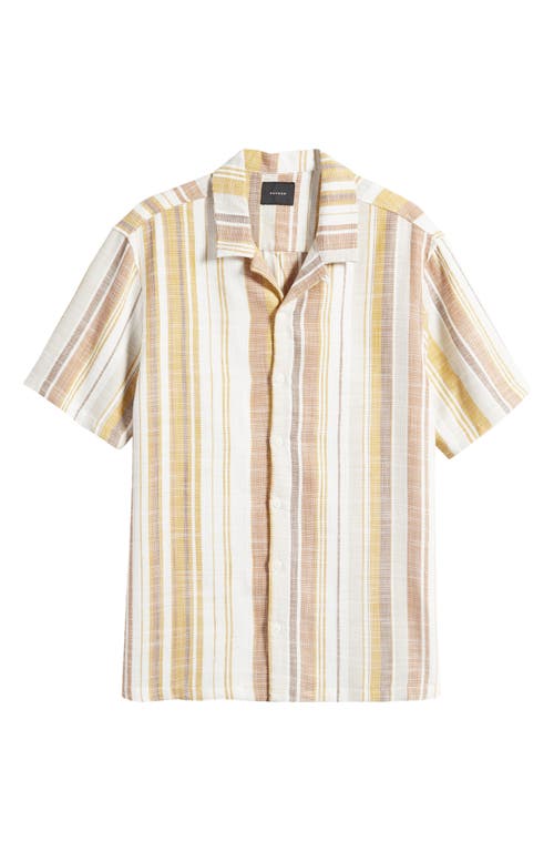 PACSUN PACSUN DILLON STRIPE SLUB COTTON CAMP SHIRT 