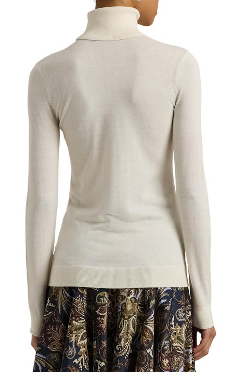 Shop Lauren Ralph Lauren Ribbed Turtleneck Sweater In Mascarpone Cream