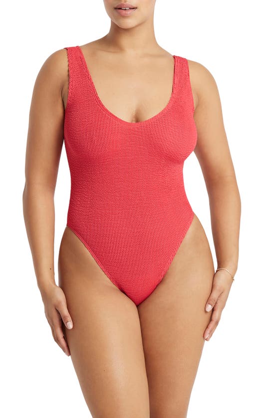 Shop Bondeye Bound By Bond-eye The Mara Ribbed One-piece Swimsuit In Guava