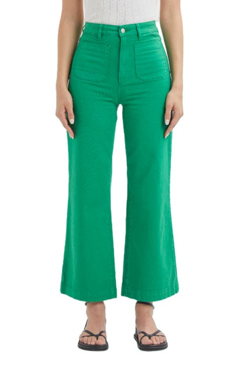 Women's Green High-Waisted Jeans