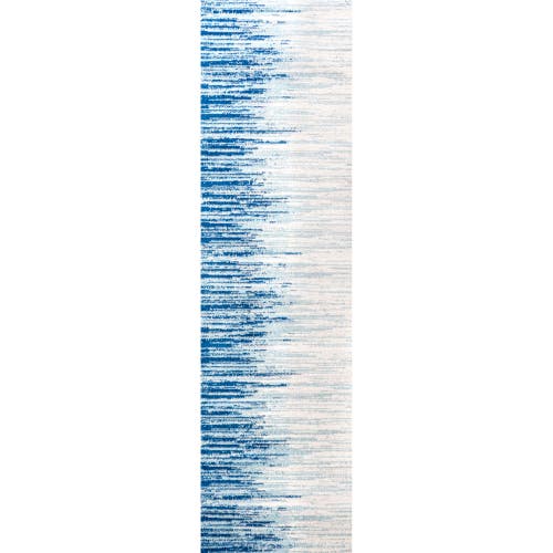 Jonathan Y Linear Modern Half-stripe Area Rug In Blue/cream