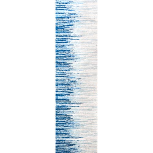 Shop Jonathan Y Linear Modern Half-stripe Area Rug In Blue/cream