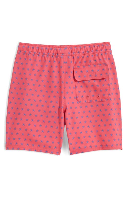 Vineyard Vines Kids' Chappy Crab Print Swim Trunks In Starfish Jetty Red