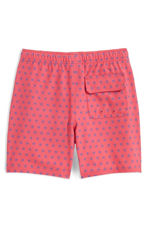 Shop Vineyard Vines Kids' Chappy Crab Print Swim Trunks In Starfish Jetty Red