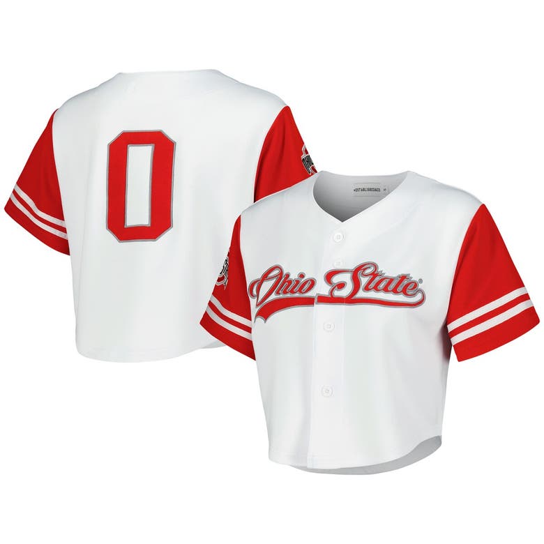 Shop Established & Co. White Ohio State Buckeyes Baseball Jersey Cropped T-shirt