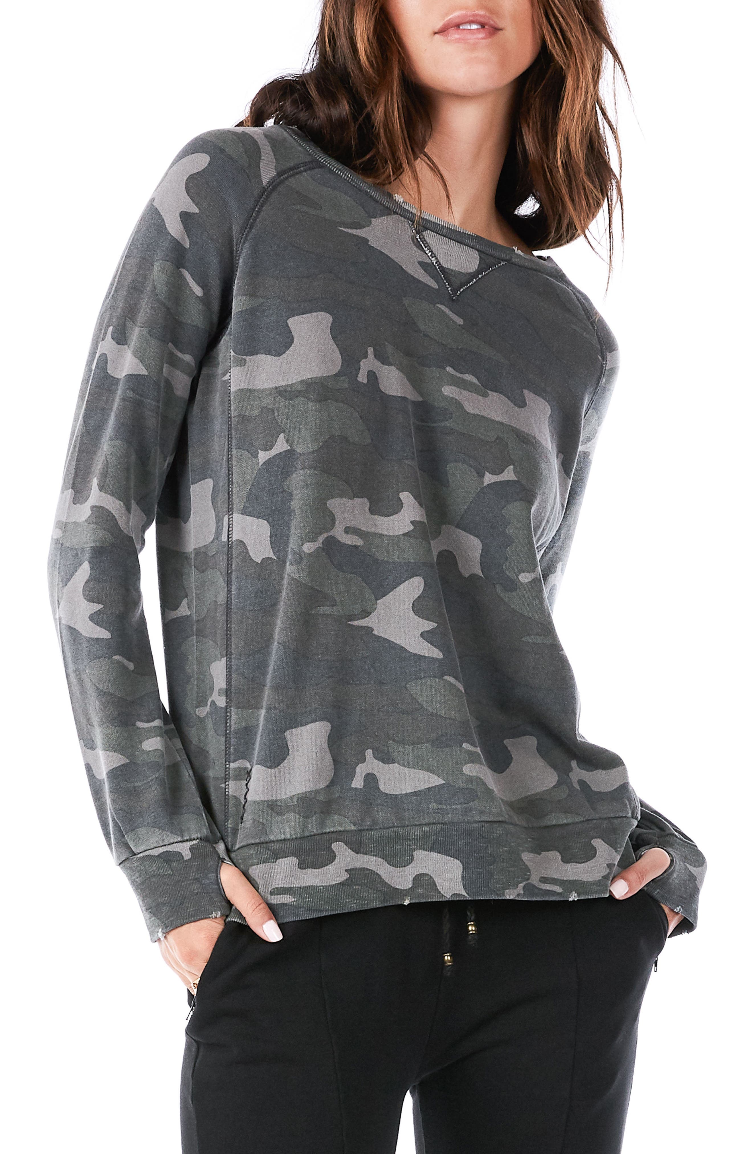 distressed camo hoodie