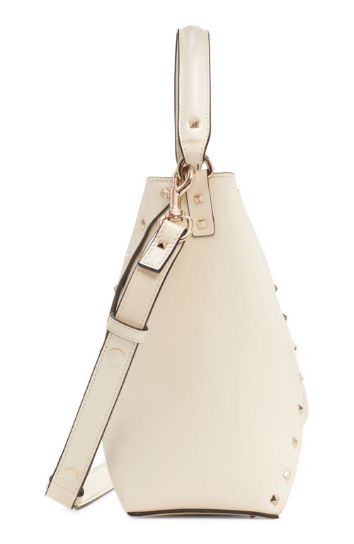 Shop Valentino Garavani Rockstud Wispy Crossbody Bucket Bag In Ivory