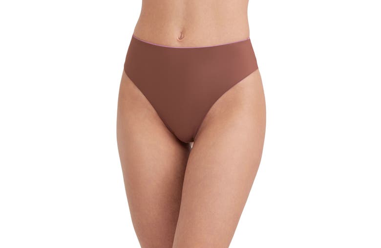 Shop Au Naturel By Gottex Solid Reversible High Leg High Waist Swim Bottom In Dusk Mauve