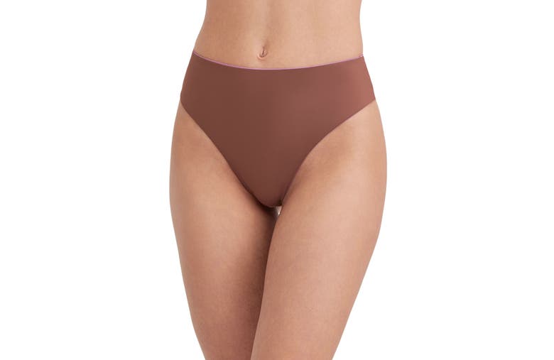 Au Naturel By Gottex Solid High Leg High Waist Swim Bottom In Dusk Mauve