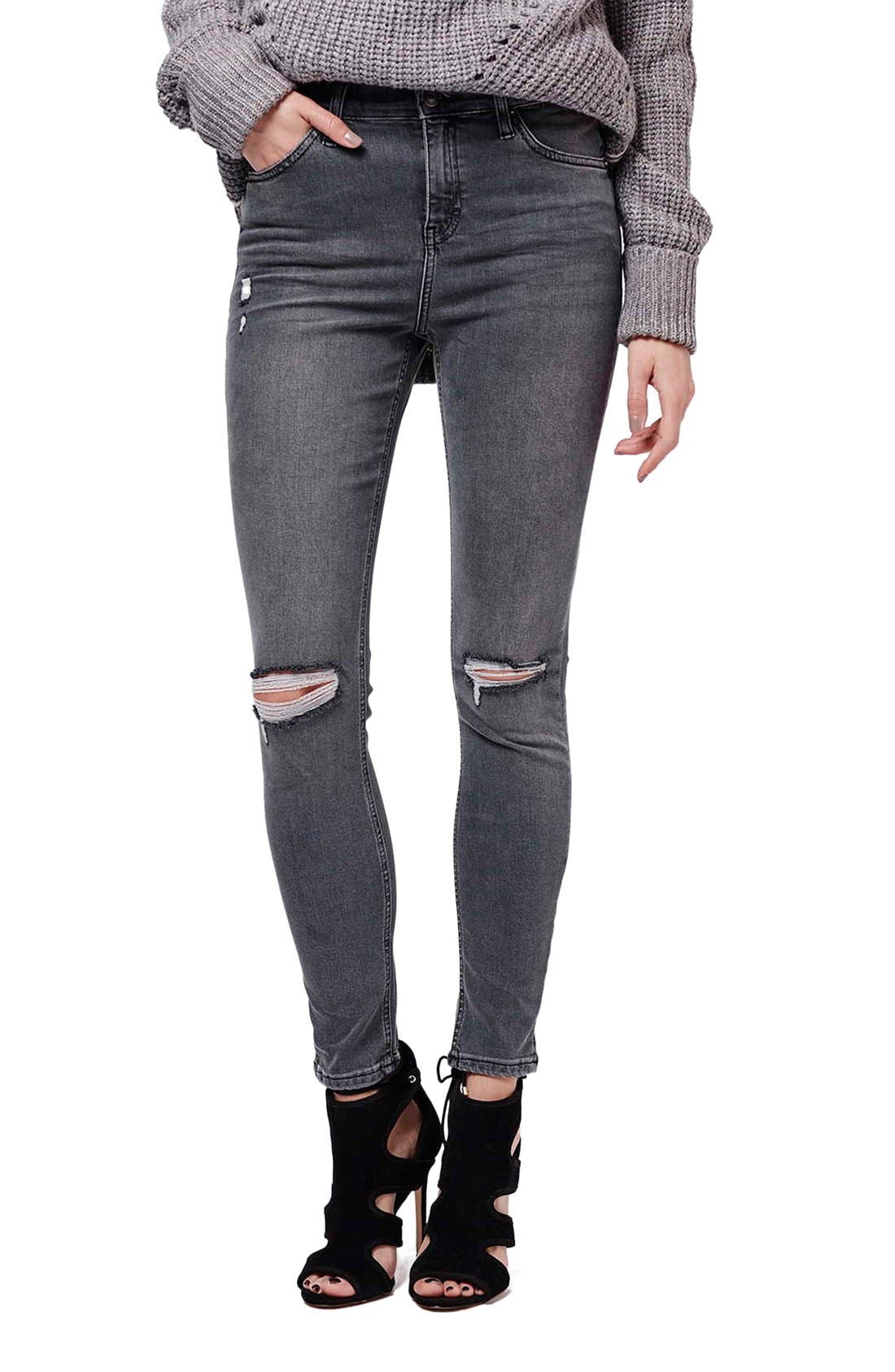 'Jamie' Ripped Skinny Jeans (Grey) Nordstrom