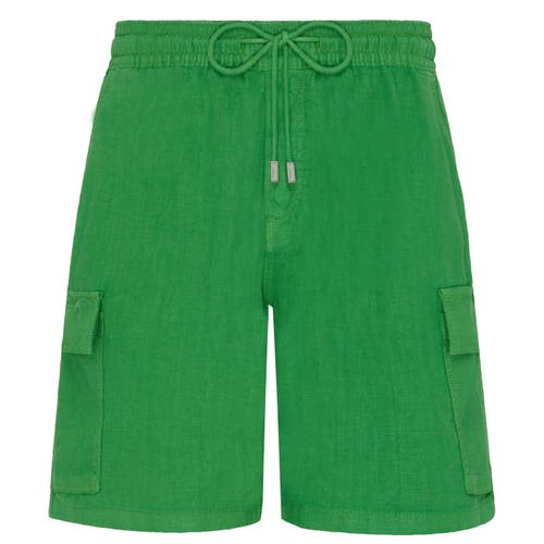 Vilebrequin Solid Linen Bermuda Short In Jungle