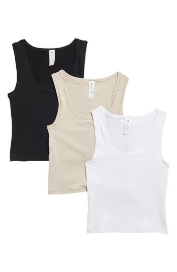 Shop Yogalicious Airlite Pure Love 3-pack Tanks In Nacreous Cloud/beige/white