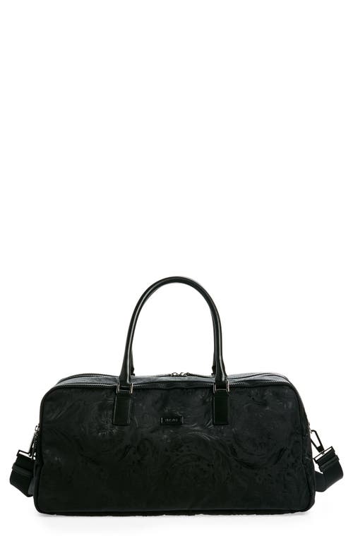 Shop Versace Barocco Print Nylon Gym Bag In Black-ruthenium