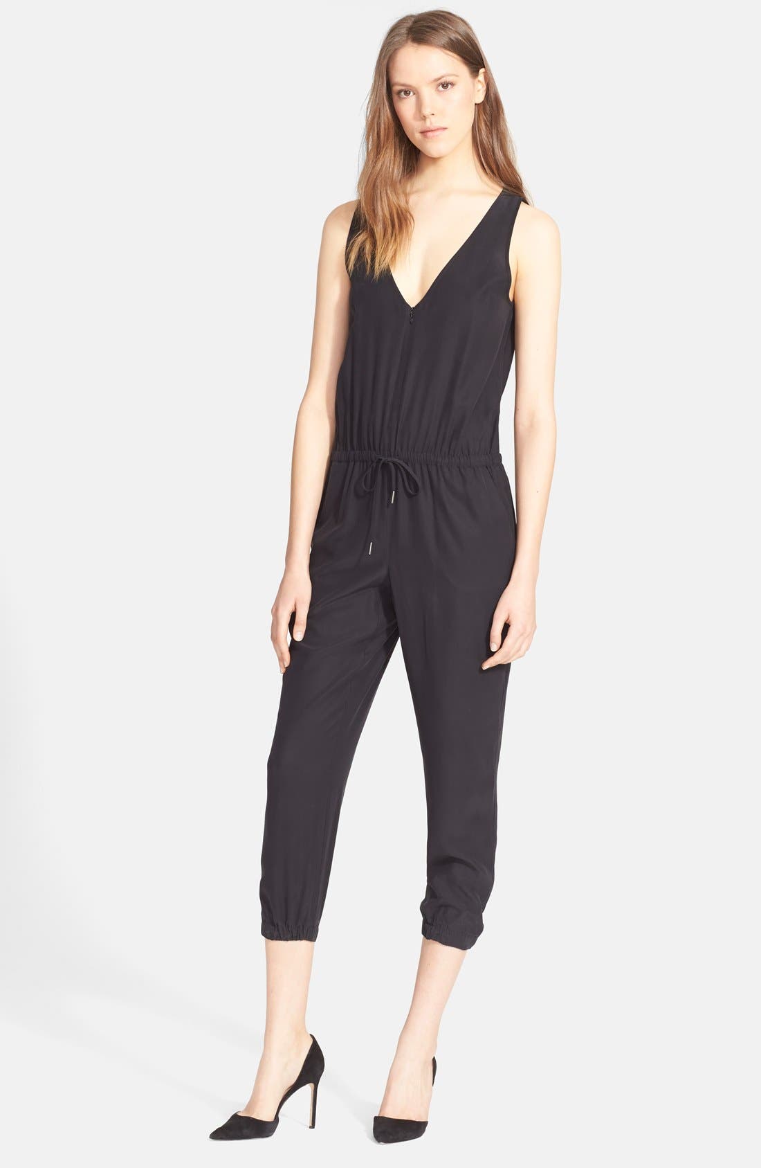 Frame Denim 'Le Zip' Silk Charmeuse Jumpsuit Nordstrom