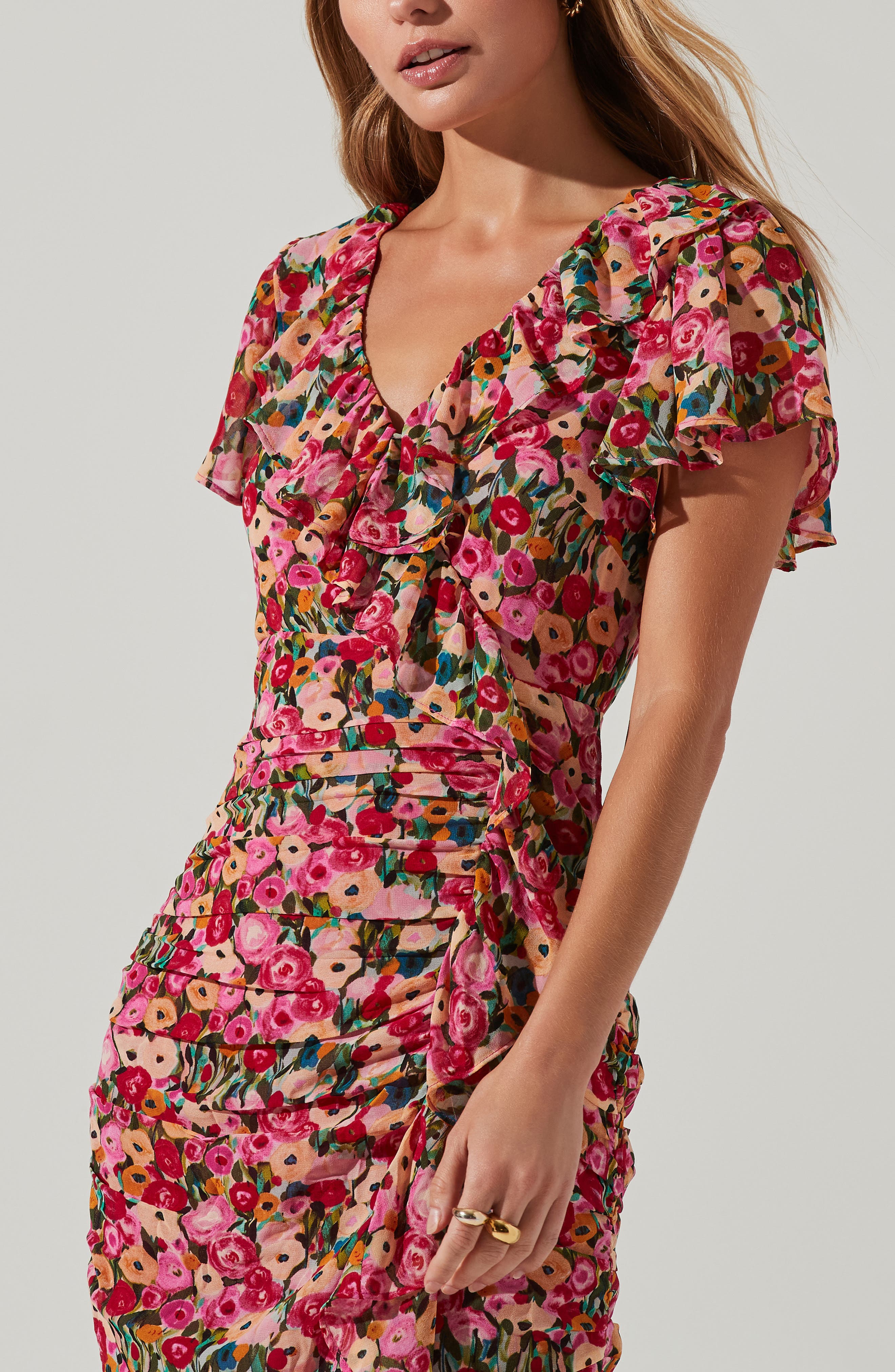 ASTR the Label Vilma Floral Ruffle Ruched Dress Nordstrom