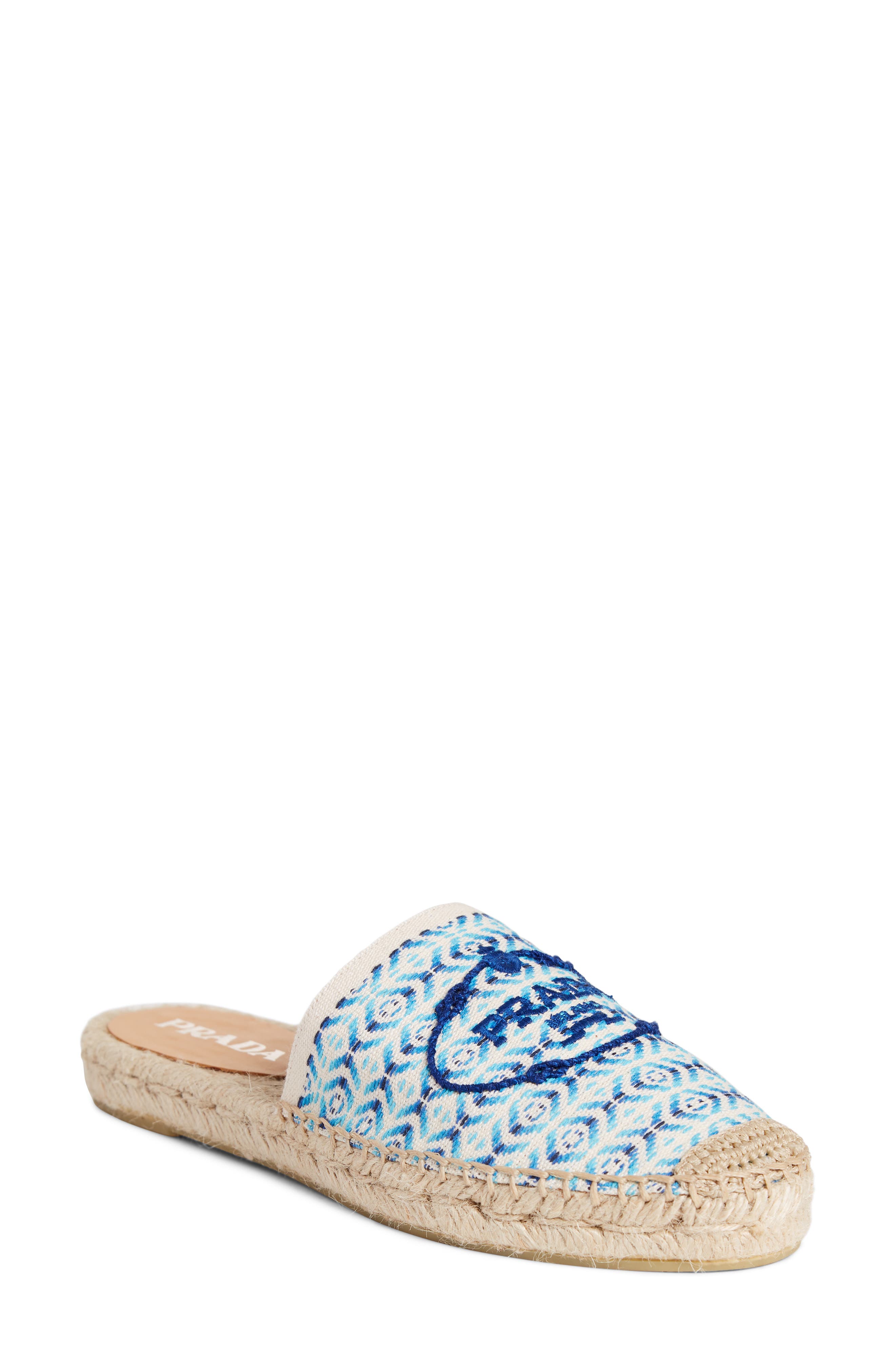 prada embroidered espadrille mule