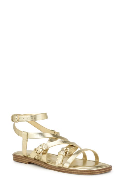 gold flat sandals | Nordstrom