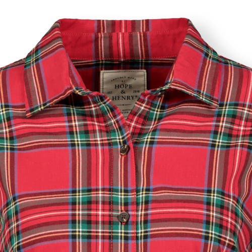 Shop Hope & Henry Womens' Poplin Classic Fit Shirt In Red Holiday Tartan