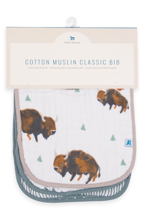 Little Unicorn 3-pack Classic Cotton Muslin Bibs In Bison