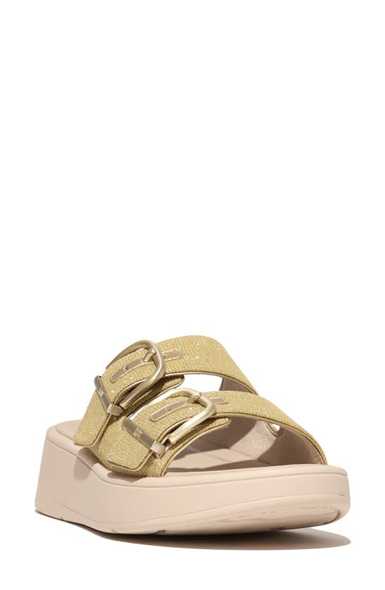 Shop Fitflop F-mode Shimmer Buckle Sandal In Platino