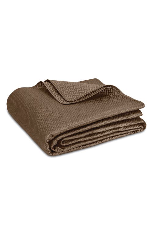 Matouk Basket Weave Cotton Sateen Quilt in Mocha at Nordstrom, Size King