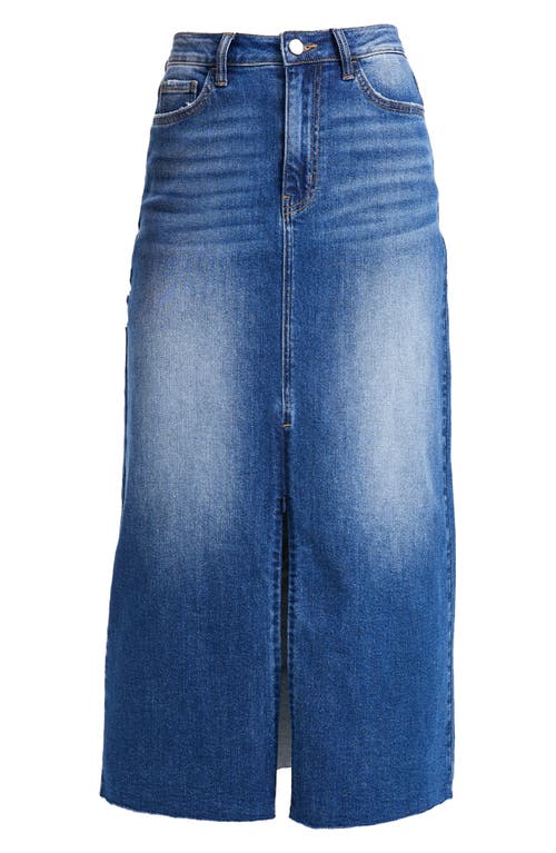 BAYEAS BAYEAS RAW HEM DENIM MIDI SKIRT 