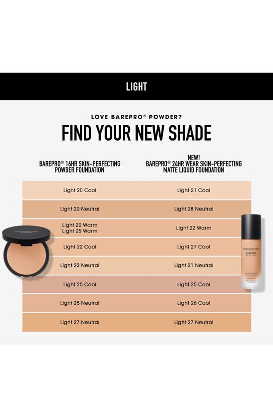 Shop Bareminerals ® Barepro 24hr Wear Skin-perfecting Matte Liquid Foundation Mineral Spf 20 Pa++ In Light 26 Cool