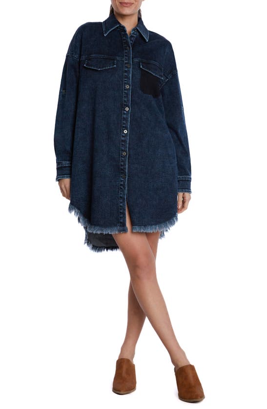 Shop Wash Lab Denim Denim Mini Shirtdress In Dusk Blue