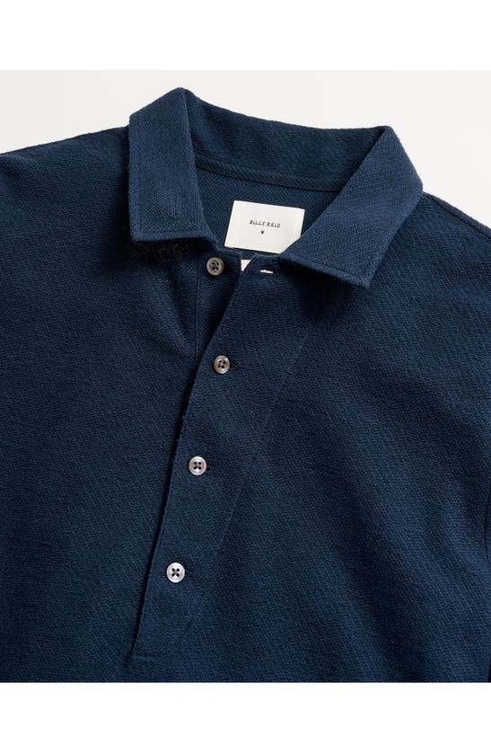 Billy Reid Hemp & Cotton Knit Polo In Carbon Blue