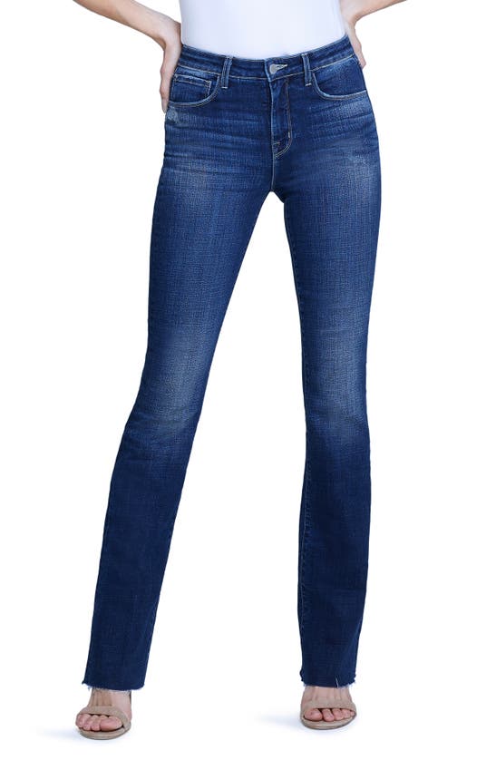 Shop L Agence Ruth High Waist Raw Hem Straight Leg Jeans In Atwood