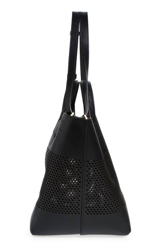Shop Proenza Schouler Large Ps1 Perforated Leather Tote In 001 Black