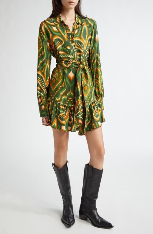 Shop Farm Rio Pineapple Ikat Long Sleeve Shirtdress In Jujus Garden Black