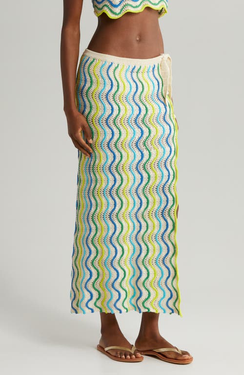 Shop Capittana Jade Stripe Cover-up Sweater Skirt In Jade Multi