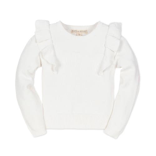 Shop Hope & Henry Baby Girls' Pointelle Yoke Ruffle Sweater, Infant In Soft White