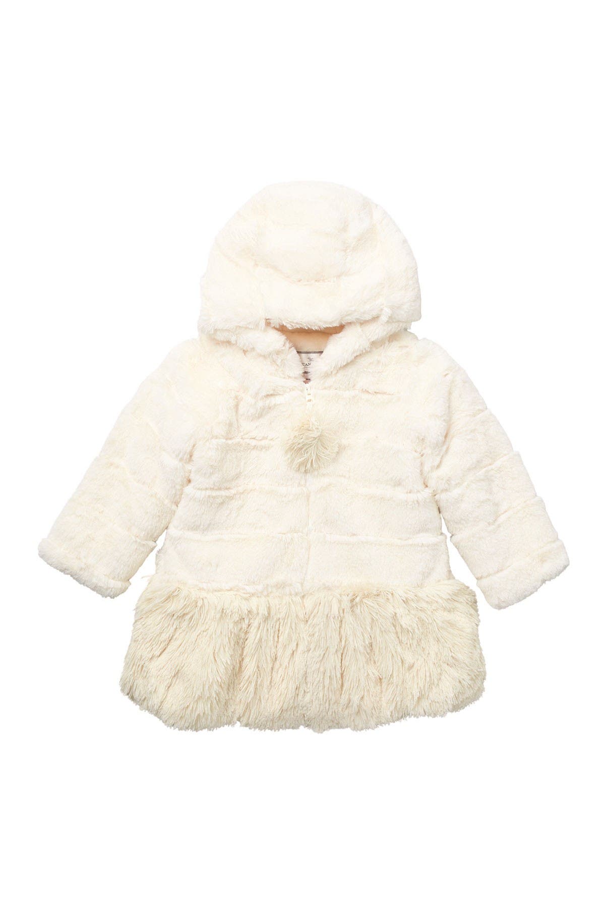Widgeon Girls Long Faux Fur Hooded Zip Front Jacket Dress Coat