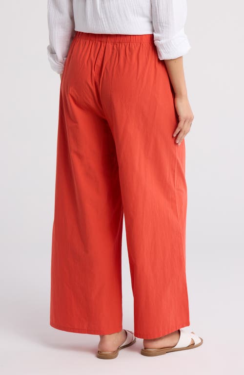Eileen Fisher Organic Cotton Ankle Wide Leg Pants In Flame