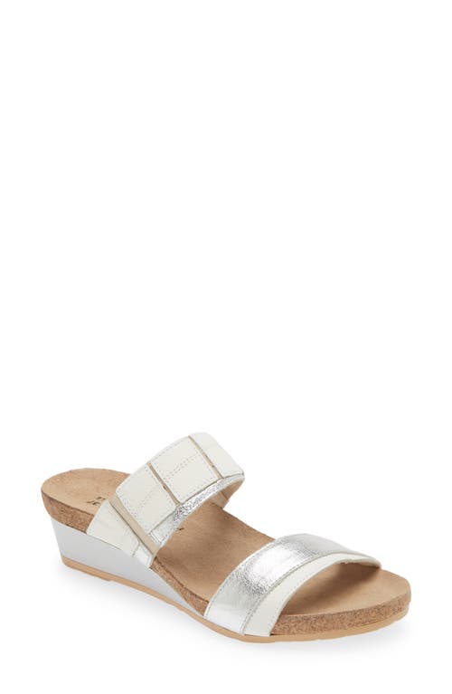 Shop Naot Royalty Slide Sandal In Soft White/soft Silver