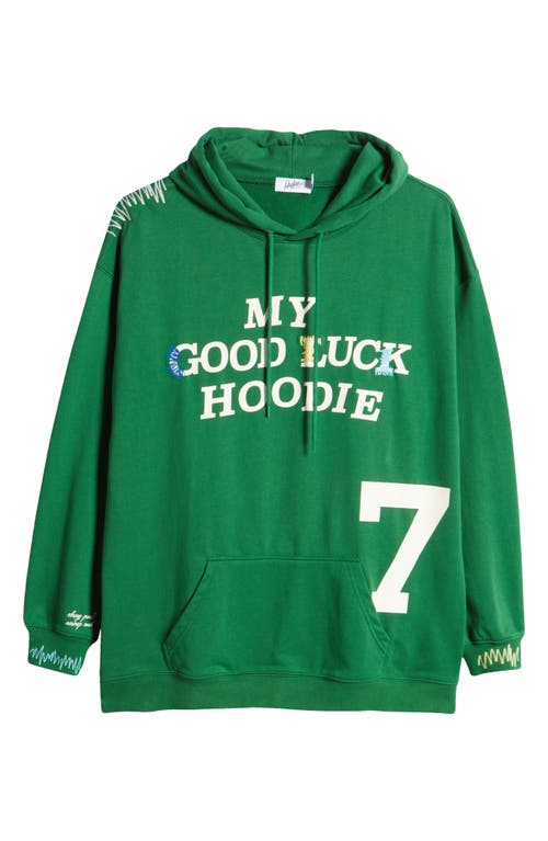 Shop The Mayfair Group My Good Luck Cotton Blend Hoodie In Green