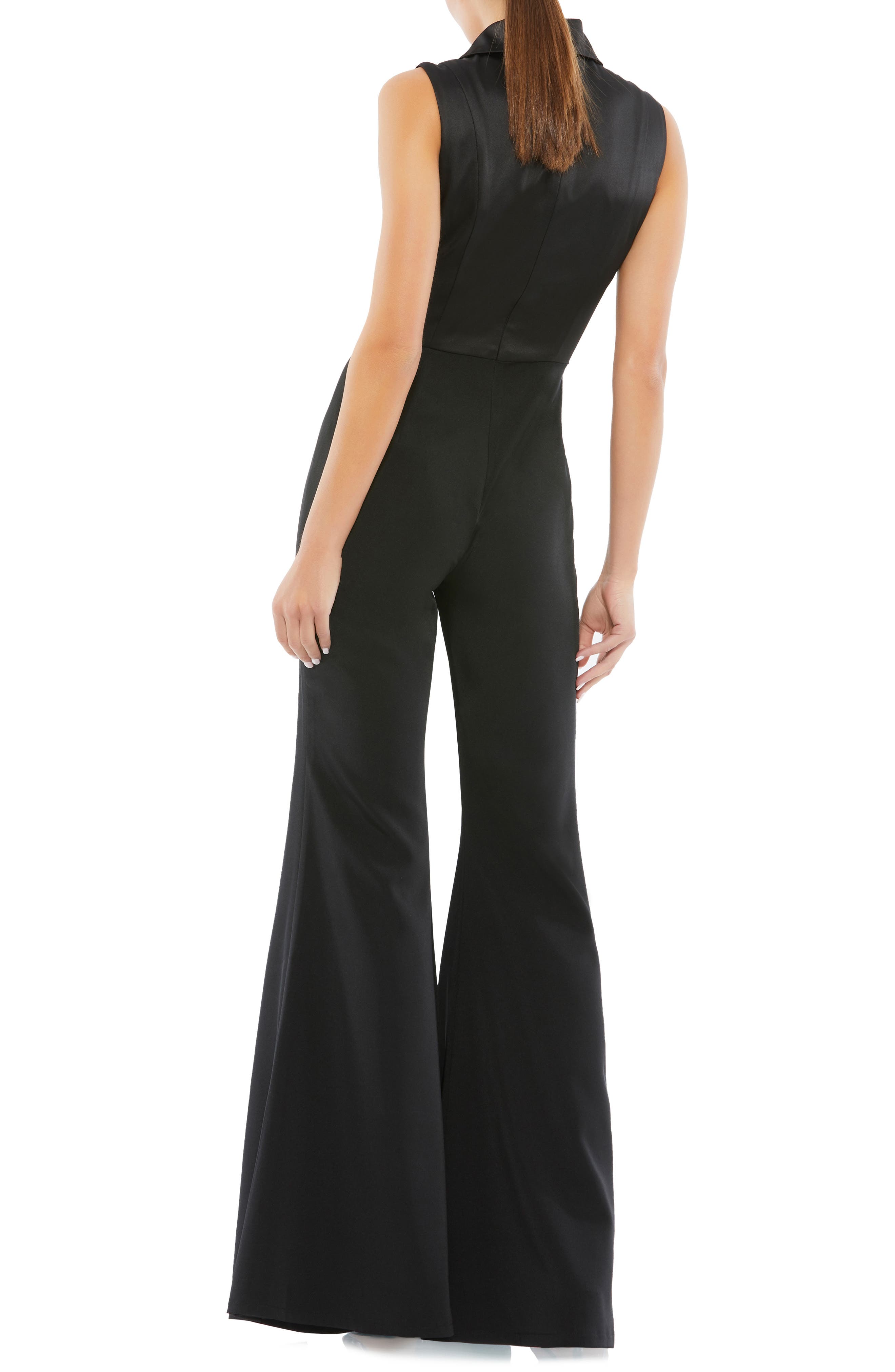 black sleeveless wide leg jumpsuit