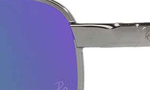 Shop Ray Ban Ray-ban 49mm Polarized Rectangle Sunglasses In Gunmetal/polarized Grey Blue