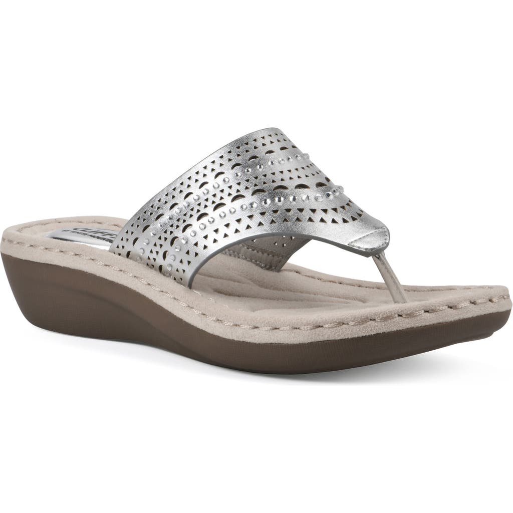 Shop Cliffs By White Mountain Candyce Wedge Sandal In Silver/metallic/smooth