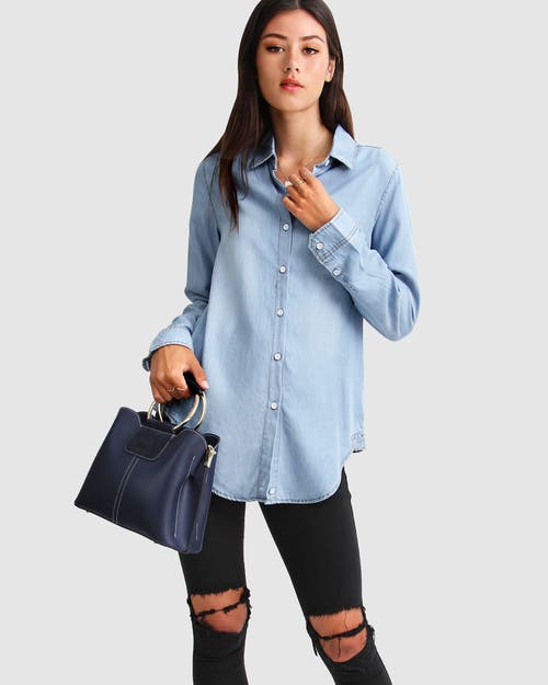 Shop Belle & Bloom Keep Me Wild Denim Top In Indigo